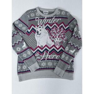 Game of Thrones Winter is Here Nordic‎ Pattern Crew Neck Sweater Large (READ)
